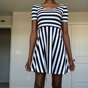 H&M navy and white striped babydoll dress
